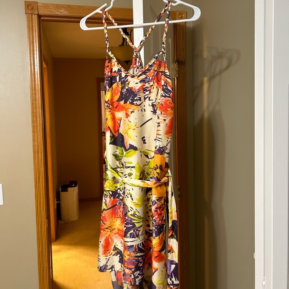 Jessica Simpson Tropical Print Dress with Belt - Picture 1 of 2